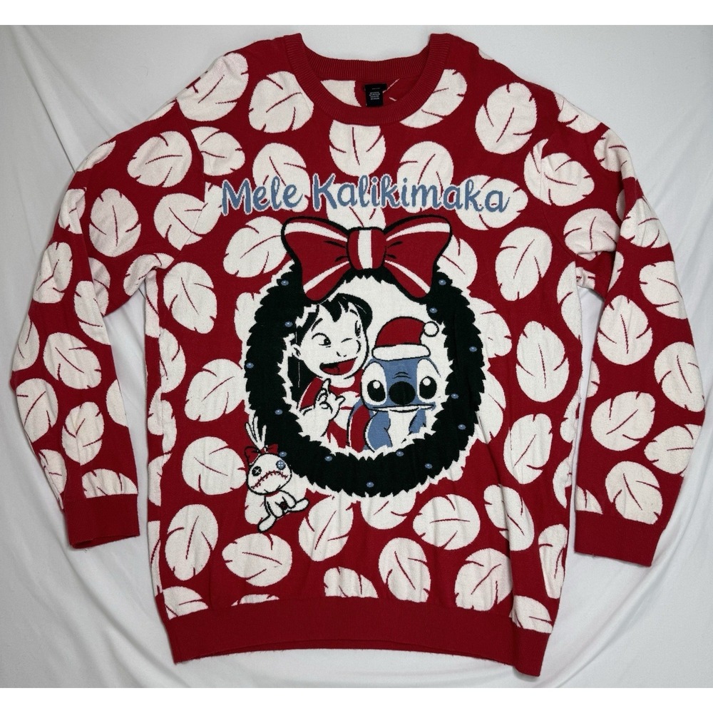 Disney Lilo & Stitch "Mele Kalikimaka" Christmas Sweater Size‎ XL